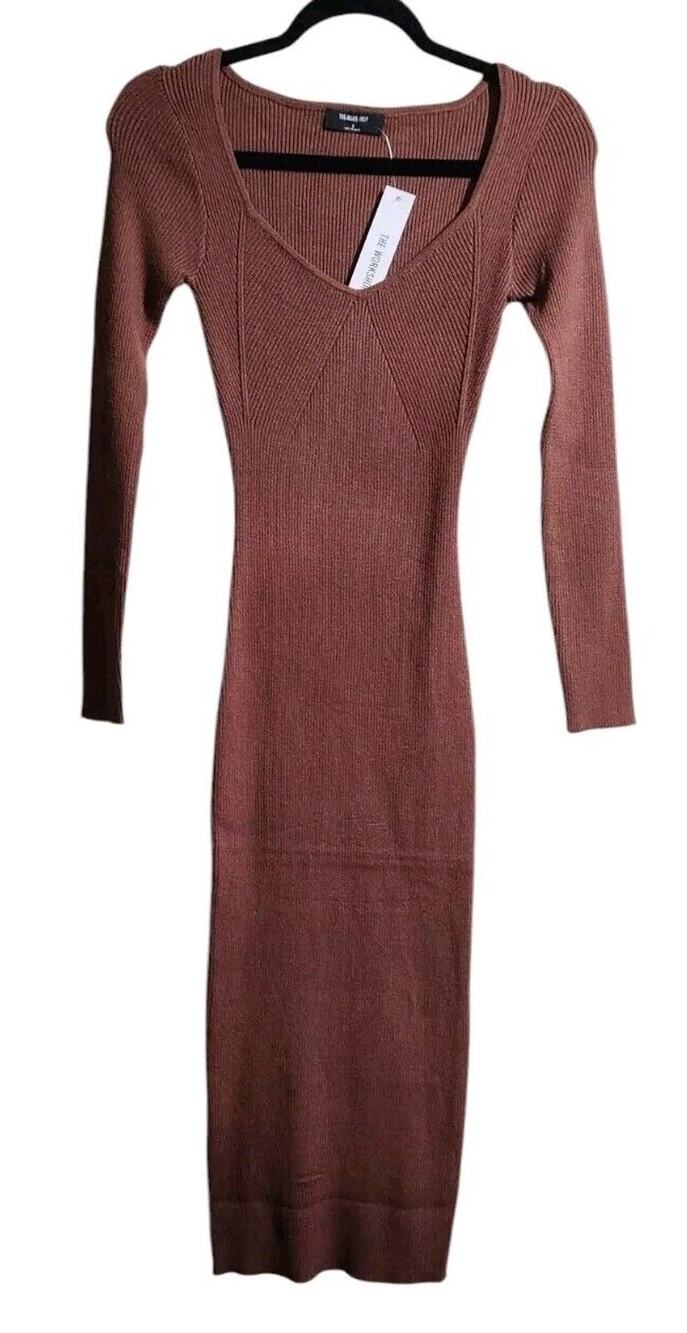 The Workshop Dress Women's Size Small Brown Ribbed Tight Lounge Soft Comfy Basic